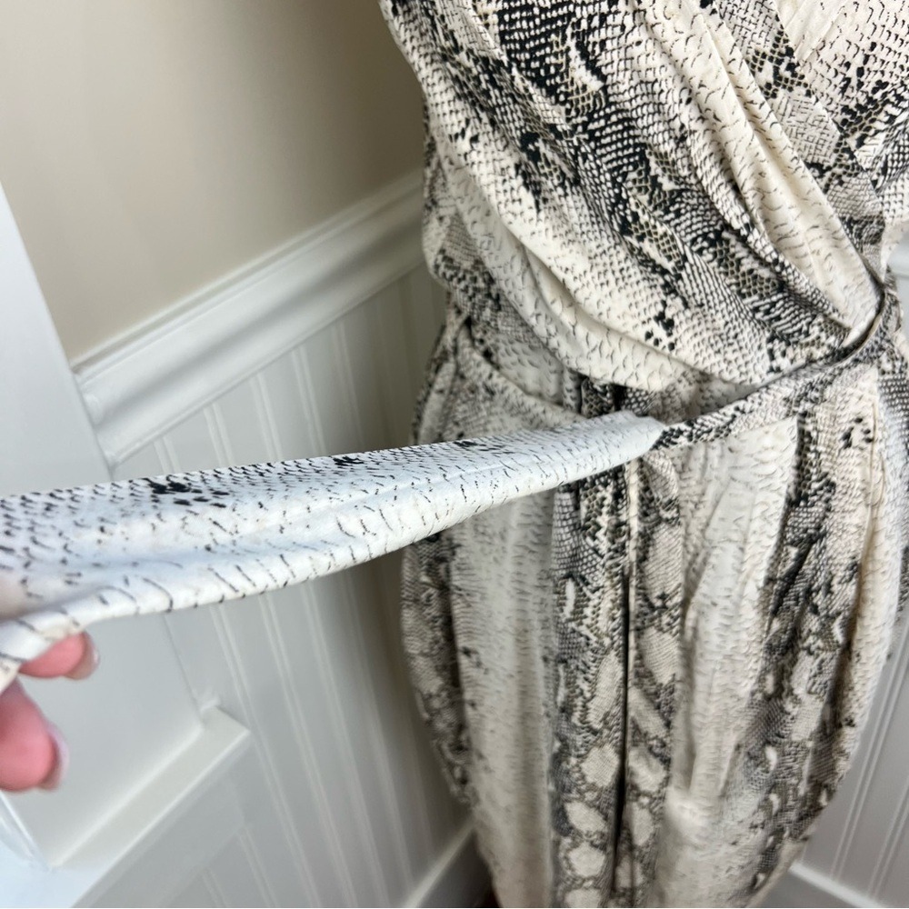 Paper Heart Snake Print Wrap Midi Dress Sleeveless Faux Wrap Large - Picture 12 of 12